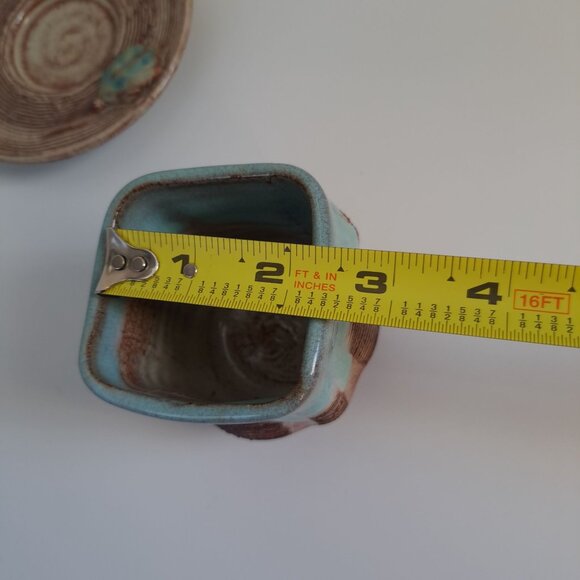 Handcrafted Ceramic Square Cup Saucer Set With Textured Design - Picture 12 of 15